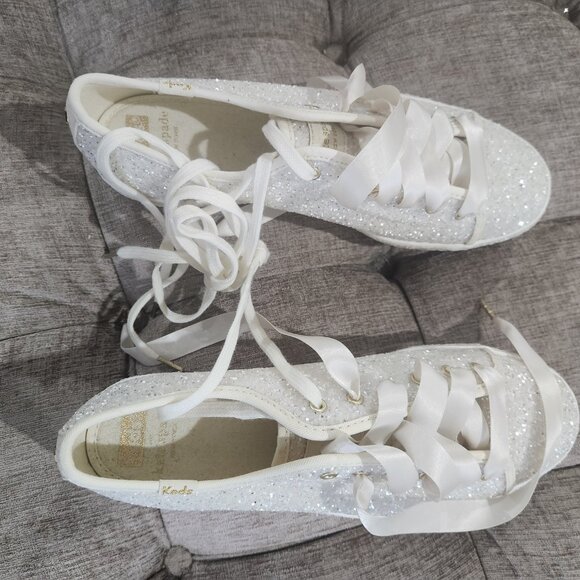 Kate Spade x Keds truly all over glitter sneakers Ivory/Cream Size 9 - Picture 3 of 13